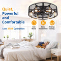 26 - Inch Farmhouse Caged Ceiling Fan with Light, Remote & APP Control Quiet DC Motor E26 Bulbs Included Black