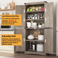 71" Tall Farmhouse Kitchen Pantry Cabinet, 5 Layers Storage Cabinet with Adjustable Shelves, Farmhouse Pantry Cabinet with 4 Barn Doors