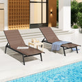 AECOJOY Patio Lounge Chairs, Outdoor Chaise Lounge with Wheels, Brown, 2PCS