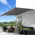 AECOJOY 12'x10' Manual Retractable Awning Sun Shade, Patio Awning Canopy