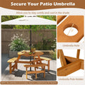 6-Person Round Wood Picnic Table Set with 3 Built-in Benches & 2" Umbrella Hole, Holds 1850 LBS, Outdoor Dining Table & Bench for Patio Garden