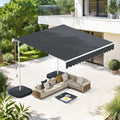 AECOJOY Free Standing Retractable Awning, 13'x8' Patio Awnings Outdoor Manual Sun Shade Shelter, Dark Grey
