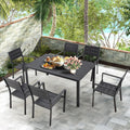AECOJOY 7-Piece Aluminum Outdoor Dining Set, Patio Table and Stackable Chairs Set for 6