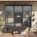 AECOJOY Catio Outdoor Cat Enclosure with Window Access, Large Window Catio Wood Cat House with 4 Platforms & 3 Doors