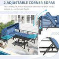 AECOJOY Patio Furniture Set with Retractable Canopy&2 Adjustable Backrests, Outdoor Conversation Set, Dark Blue