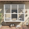 AECOJOY Catio Outdoor Cat Enclosure with Window Access, Large Window Catio Wood Cat House with 4 Platforms & 3 Doors