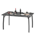 AECOJOY 51”x31” Metal Patio Dining Table Rectangular Outdoor Table with 1.73" Umbrella Hole