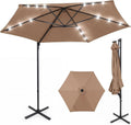 Tangkula 10ft Patio Offset Cantilever Outdoor Umbrella with LED Lights
