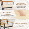 Tangkula 5 Piece Patio Wood Dining Set Outdoor Square Acacia Table Metal Chairs Set
