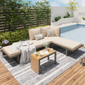 AECOJOY 4 Piece Metal Patio Furniture Set with Waterproof Cover, Convertible Outdoor Daybed with Coffee Table