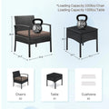 Tappio Outdoor Furniture 3 Piece Patio Bistro Furniture Set, Rattan Conversation Chairs Set with Side Table and Cushions, Patio Furniture Sets for Balcony Garden Porch, Red