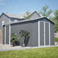 AECOJOY 8x12 FT Outdoor Metal Storage Shed with Additional Side Door, Large Tool Shed with 2 Lockable Doors