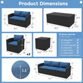 AECOJOY 7 PCS Outdoor Patio Furniture Sets with 2 Storage Boxes, Black & Dark Blue