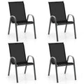 Set of 4 Outdoor Stackable Dining Chairs with Breathable Fabric, All Weather Patio Dining Chairs, 330LBS Heavy Duty Rustproof Steel Frame