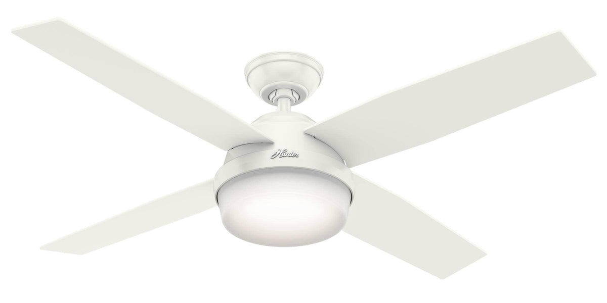 Hunter Fun 59252 Contemporary Dempsey Damp Outdoor Ceiling Fan with Remote, Fresh White/ Washed Oak