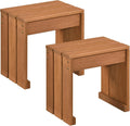 Tangkula Small Wood Outdoor Bench | Patio Backless Bench with Solid Wooden Frame