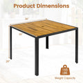 Tangkula 36" Square Acacia Wood Patio Dining Table 1.97" Umbrella Hole and Heavy Duty Metal Frame