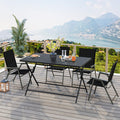 Tangkula Foldable Outdoor Dining Table 48inch x 30inch Rectangular Metal Patio Table with Slatted Tabletop