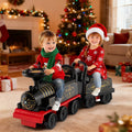 6V 2 - Seater Ride On Train with Detachable Carriage, Under - Seat Storage, Whistle & Flashing LED Lights, Trackless Electric Ride On Toy for Kids