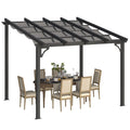 AECOJOY 10' x 8' Gazebo for Patio, Retractable Pergola with Adjustable Sun Shade Canopy Roof