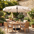 Tangkula 10 FT Outdoor Patio Umbrella with Solar LED Lights and Weighted Base-Beige