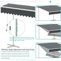AECOJOY Free Standing Retractable Awning, 10'x8' Patio Awnings Outdoor Manual Sun Shade Shelter, Dark Grey
