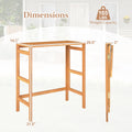Tangkula Patio Rectangle Counter Height Pub Table with Slatted Tabletop