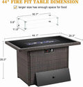 Layinsun 44" Propane Gas Fire Pit Table, 55000 BTU Rectangular Fire Pit with Glass Wind Guard for Outside Patio Deck Garden Backyard