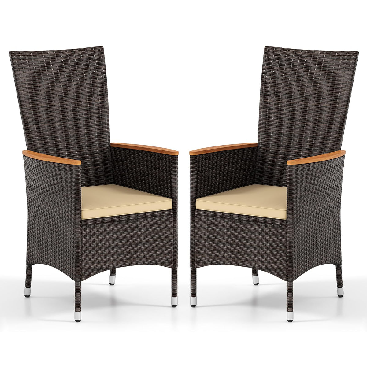 Tangkula Patio High Back Rattan Dining Chairs Set of 2/4