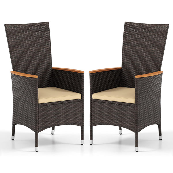 Tangkula Patio High Back Rattan Dining Chairs Set of 2/4