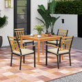 Tangkula 5 Piece Patio Wood Dining Set for Front Porch Yard Balcony and Poolside