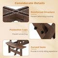 8-Person Round Wood Picnic Table Set with 4 Built-in Benches & 2" Umbrella Hole, Holds 2420 LBS, Outdoor Dining Table & Bench for Patio Garden
