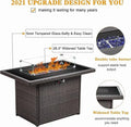 Layinsun 44" Propane Gas Fire Pit Table, 55000 BTU Rectangular Fire Pit with Glass Wind Guard for Outside Patio Deck Garden Backyard