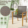 Tangkula 9 Pieces Patio Table and Chairs Set  with Acacia Wood Expandable Table and 8 PE Rattan Armchairs