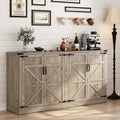 71" Tall Farmhouse Kitchen Pantry Cabinet, 5 Layers Storage Cabinet with Adjustable Shelves, Farmhouse Pantry Cabinet with 4 Barn Doors
