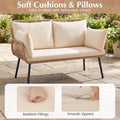 Tangkula PE Rattan Patio Wicker Loveseat