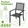 AECOJOY Outdoor Patio Dining Chairs with Armrest, Stackable Arm Chairs