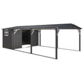 AECOJOY 12x22 Metal Carport with Storage Sheds, Outdoor 12' x 17' Portable Garage Gazebo RV Car Tent with 12' x 6' Storage Sheds