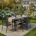 Tangkula 66" x 33" Metal Patio Dining Table for 6