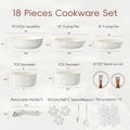 Carote 18 Pcs Ceramic Nonstick Cookware Set, Pots and Pans Set with Detachable Handles, Oven/Dishwasher Safe, Stackable Kitchen Cooking Set, White