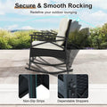 3 Piece Rattan Patio Rocking Bistro Set, Outdoor Wicker Rockers with Cushions & 2-Tier Tempered Glass Coffee Table for Porch, Balcony, Backyard