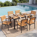 Tangkula 58" Rectangular Patio Dining Table for 6 Acacia Wood Outdoor Table