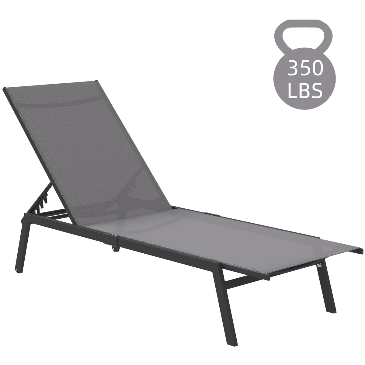 AECOJOY Patio Lounge Chairs, Outdoor Chaise Lounge with Wheels, Dark Grey
