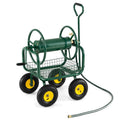 Portable Garden Hose Reel Cart Holds 300FT of 5/8" Large Capacity, Heavy-Duty Metal Hose Cart with 4 Wheels & Storage Basket for Lawn Yard