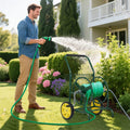 Garden Hose Reel Cart Holds 230FT of 5/8" Hose, Heavy - Duty Hose Cart with 2 Wheels & Storage Basket, Portable Water Hose Organizer for Yard