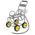 Heavy Duty Metal Garden Hose Reel Cart Holds 300FT of 5/8" Hose with 4 Wheels & Storage Basket, Portable Water Hose Organizer for Yard Lawn