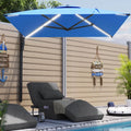 AECOJOY 10FT Large Patio Umbrella with Solar Lights, Rectangle Wall Mounted Outdoor Patio Umbrella, Blue