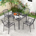 AECOJOY 39.4" Outdoor Patio Dining Table for 4, Metal Patio Table with 1.6" Umbrella Hole