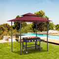 AECOJOY Grill Gazebo 8’x 5’ Outdoor Patio Backyard BBQ Grill Shelter, Red