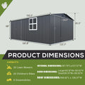 AECOJOY 16' x 12' Outdoor Storage Shed, Large 12x16 Metal Sheds with Windows, Utility  Tool Storage